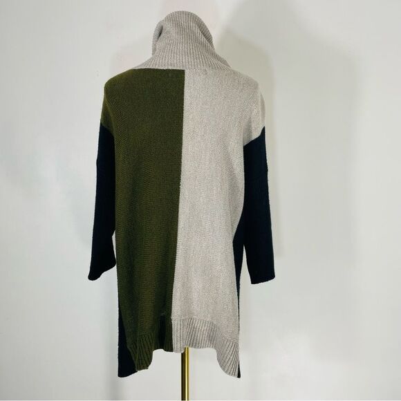 Curio New York Black, Green & Tan Colorblock Cowl Neck Sweater Size M - Picture 3 of 7